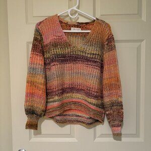 Fall Multicolor V-Neck Sweater